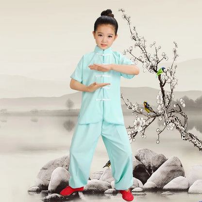 Kids Kung Fu Uniform Men Women Chinese Clothes Children's Sets Performance Boy Set Tai Chi Outfit Girl Wushu Costume Tang Suit