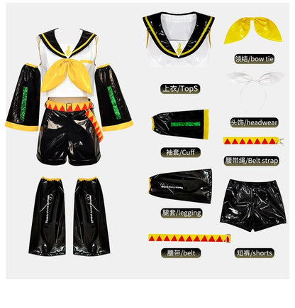Just Saiyan2025  Kagaminee Rin/Len Cosplay with Ears Collab Series: Kagaminee Rin Len Cosplay Top Shorts Costumes Cosplay Outfit