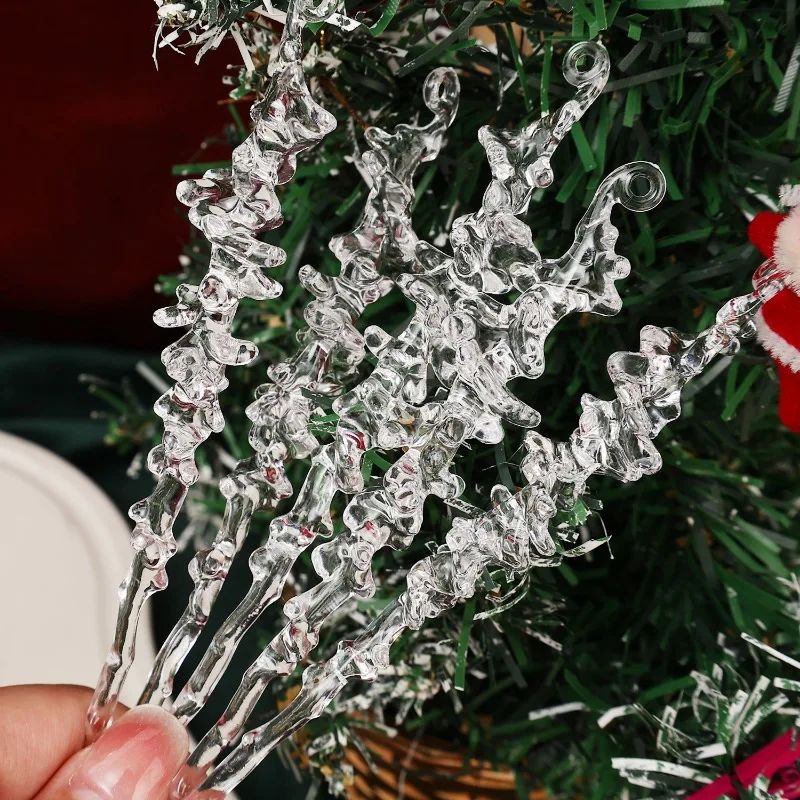 Clear Acrylic Icicle Ornaments Christmas Clear Crystal Icicles Pendants Christmas Tree Hanging Icicles Drop Xmas Wedding Decor