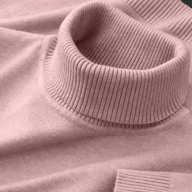 New Mens Knitted Sweaters Solid Color Turtleneck Breathable Pullovers Outdoor Warm Basic Streetwear Business Woolen Pullovers