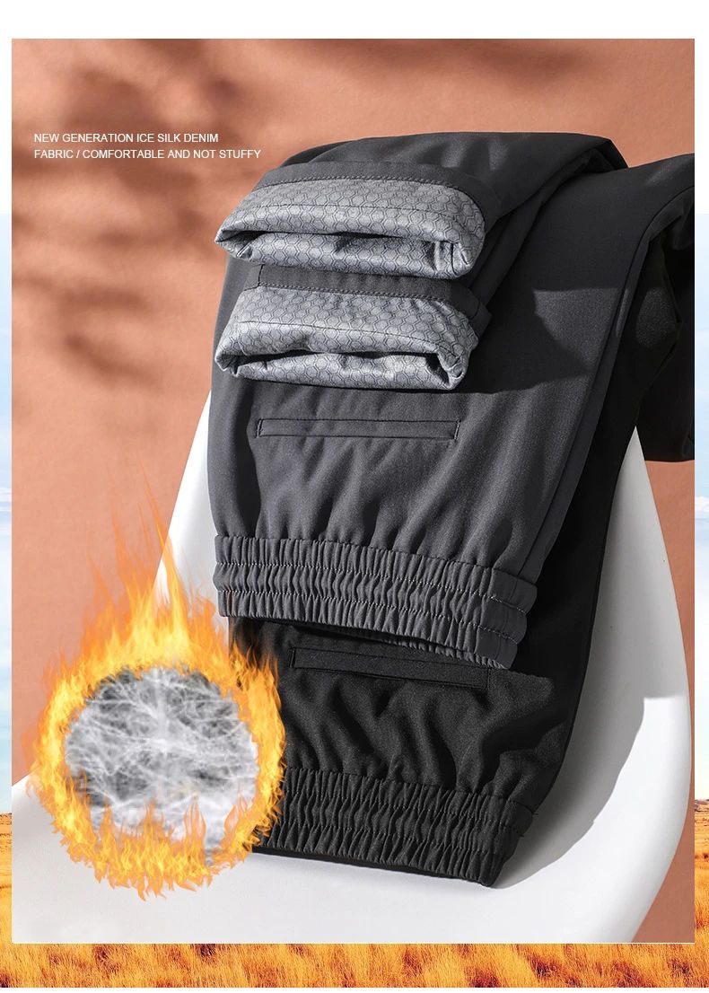 Calça Masculina de Inverno de Pena de Ganso Cintura Elástica Roupa Externa Calça de Pena Casual À Prova de Frio Nova Calça Reta Quente e Engrossada de Inverno