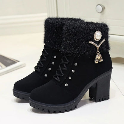 Women Boots Winter Designer High Heels Shoes for Women 2024 New Short Plush High Platform Ankle Boots Elegant Botas Mujer