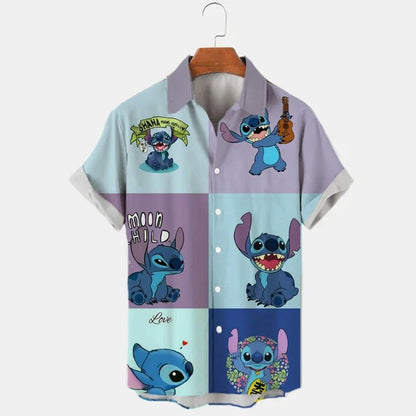 Miniso New 3d Shirts Mens Disney Mickey Mouse Street Tops Cute Cartoon 3d Printed Shirts Mens Casual Fashion Shirts 2024