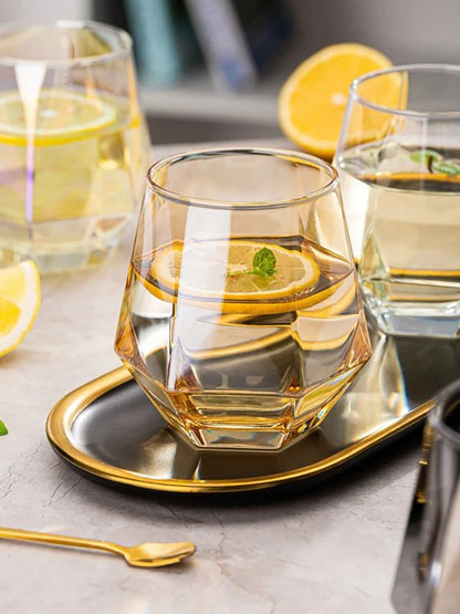 Taças de Vinho Borda Hexagonal 300ml Taça Transparente para Coquetéis Bar Festa Clube Banquete Utensílio para Beber Champanhe Limonada Água
