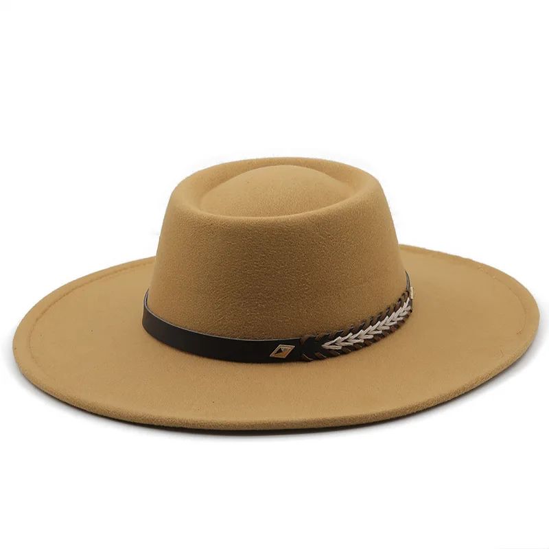 British Style Felt Fedoras Hats for Women9.5CM Wide Brim Men Formal Luxury Jazz Caps Bowler Wedding Dress Hat Chapeau Femme