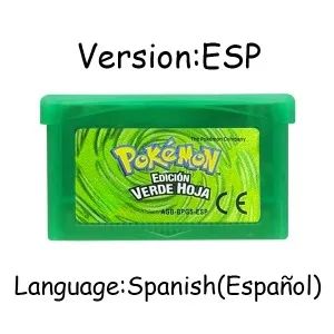 Jogo GBA Série Pokémon Cartucho de Videogame 32 Bits Cartão de Console Pokémon Emerald FireRed LeafGreen Ruby Sapphire Multi-idioma