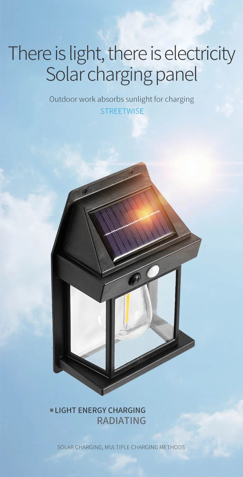 Powerful Solar Wall Light Outdoor Waterproof LED Lamp House Garden Fence Decoration Light Sensor Solar Energy Wall Lantern LED