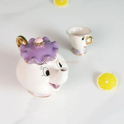Bule da Disney Fofo Desenho Animado A Bela e a Fera Bules Caneca Sra. Potts Xícara Chip Bules Conjunto de Chá Dropshipping