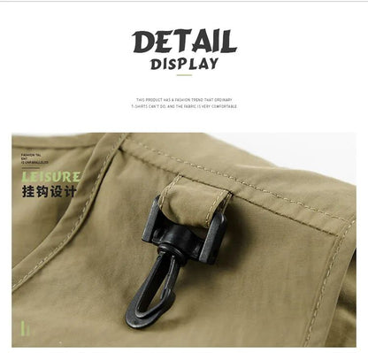 Colete Masculino de Malha com Vários Bolsos Secagem Rápida Sem Mangas Jaqueta Repórter Solto Casual Fino para Pesca Colete Masculino