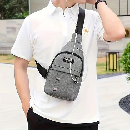 1PC Casual Oxford Men'S Chest Bag - Single Strap Sling Bag for Outdoor Sports, Durable Woven Fabric, Hand Washable