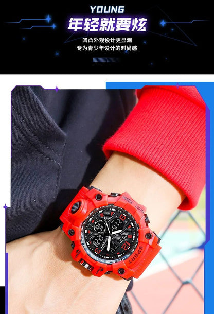 Hot shopping Teenage Men's Junior High School Student Fashion Trend Black Technology Sports Glow Men's Electronic Watch