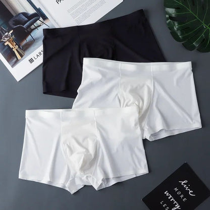3PCS High Quality Men's Ice Silk Underwear Summer Thin Breathable Seamless Panties Sexy Male Underpants Plus Size