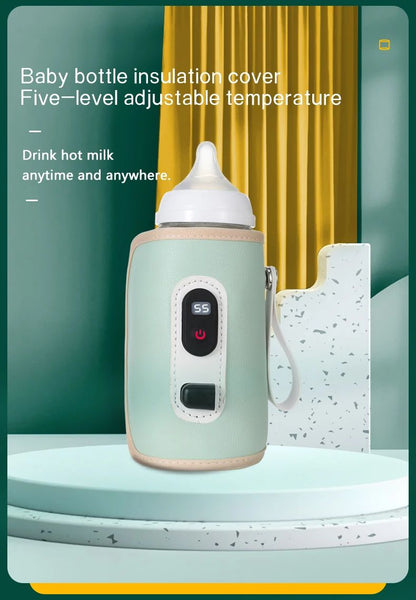 USB Baby Milk Bottle Thermal Bag Universal Digital Display Nursing Bottle Heater Portable Baby Milk Heat Keeper for Traveling