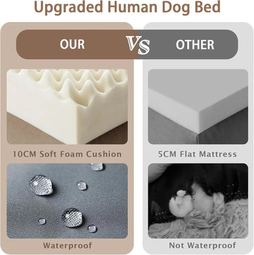 Cama de Cachorro Humana, 71''x45''x12'' Tamanho para Adultos e Pets, Cama Gigante Lavável para Pessoas e Cachorros com Espuma de Memória de 10 CM de Espessura, Cama Grande Extragrande para Cachorros