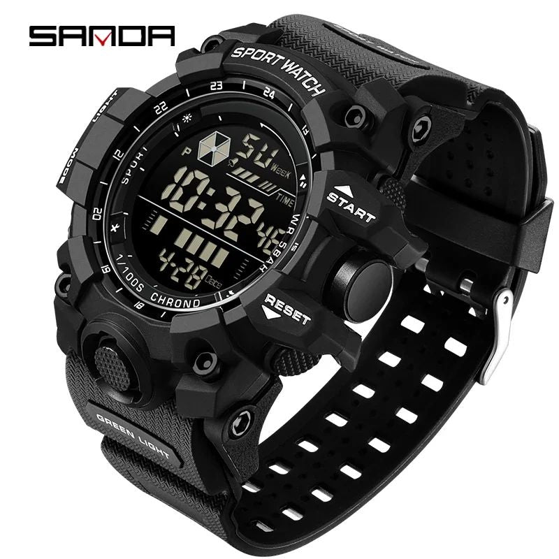 SANDA Men Outdoor Sports Watch Waterproof LED Analog Digital Show Multifunction Big Dial Electronic Wristwatch G style Male Cloc