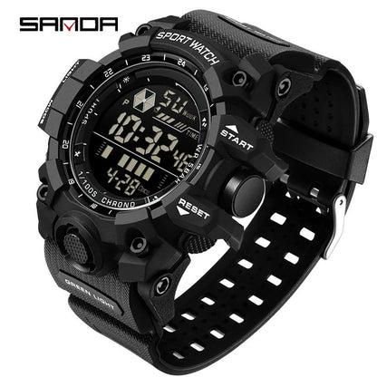 SANDA Men Outdoor Sports Watch Waterproof LED Analog Digital Show Multifunction Big Dial Electronic Wristwatch G style Male Cloc