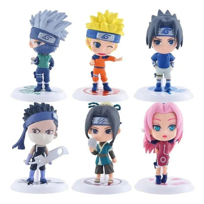 6 Pcs/12pcs NARUTO Sasuke Gaara Uchiha Madara Figure 7-8cm 2 Style Personality Base Mini Figurines  Naruto Figure
