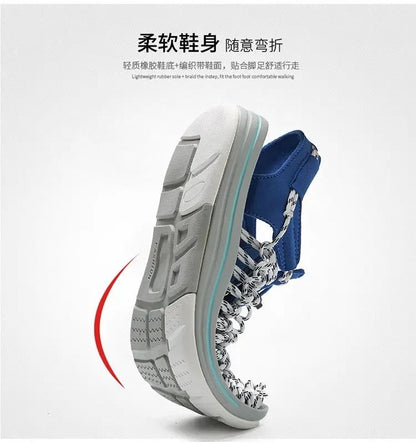 Summer Men Sandals Women Slippers Weaving Design Beach Sandals Breathable Casual Flat Sandals Outdoor Couples Sandals Size 48