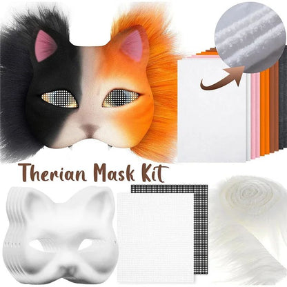 Therian Mask Kit Paper Blank Masks Half Face Hand-painted Cat Mask Diy Masks For Masquerade Cosplay Party Gifts Christmas Gifts