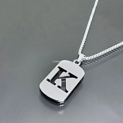 Colares de pingente de aço inoxidável com letra inicial A-Z da moda punk para homens e mulheres, atacado, joias, colar, joias góticas