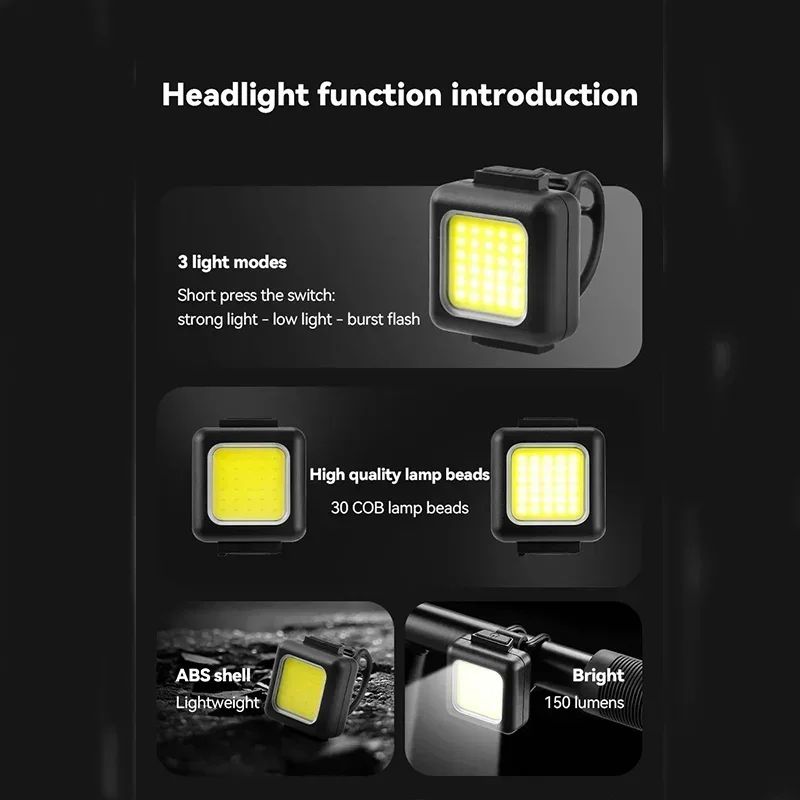 BUCKLOS Bike Light COB Front Rear Bicycle Lights LED Rechargeable Mountain Road Bicycle Lamp MTB Tail Light Cycling Flashlight