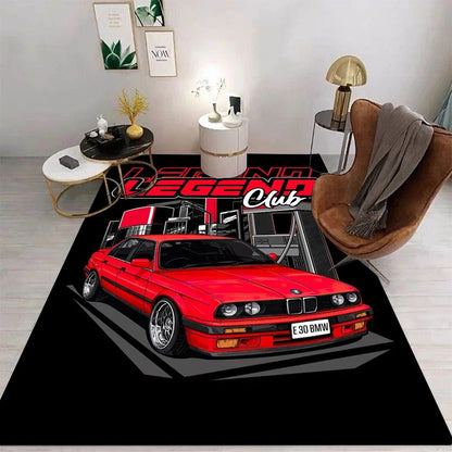 Miata Supra Car E36 Super Car Carpet for Living Room Decor Bedroom Soft Rugs Doormat Child Play Area Rug Nonslip Mat Kid Gift