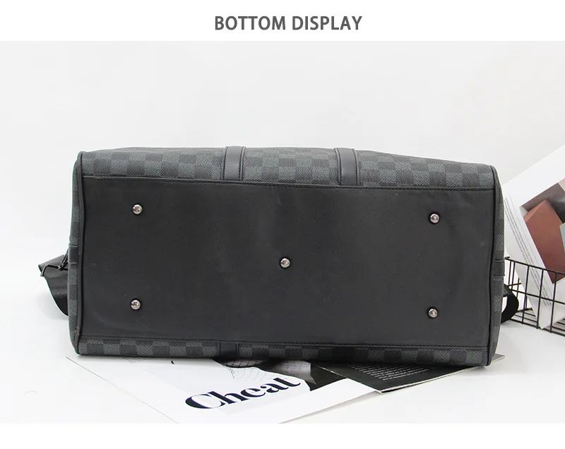 Para homem multifuncional resistente ao desgaste à prova d'água viagem grande capacidade negócios moda xadrez bagagem de mão bolsa de ombro
