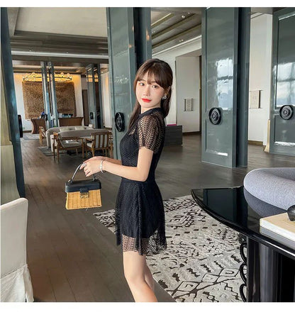 Women's One-Piece Swimsuit Thermal Spring Bathing Lace Cover-Up Slimming Ins White New Hot Sale Of The Season Fashionable Swimwe