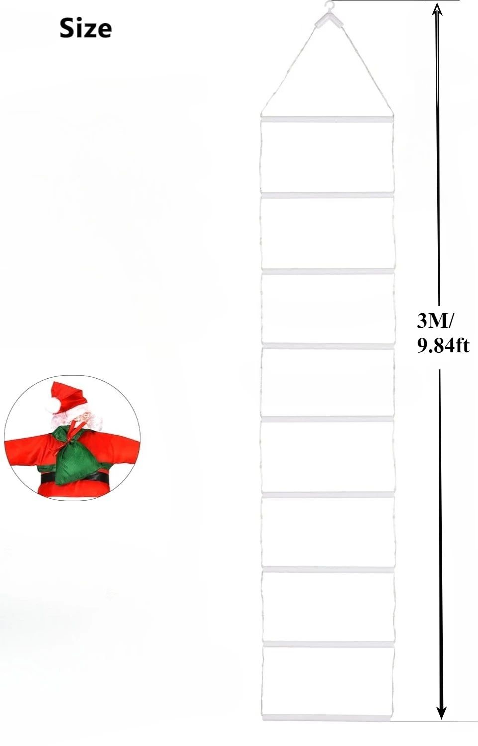 Decoração de Natal Luz Quente Casa Jardim Árvore de Natal Enfeite Presente Conector USB 3M Papai Noel Subindo Escada