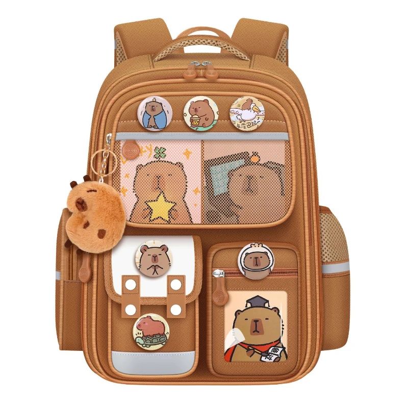 Capybara Children Backpack Waterproof Student Schoolbag Large Capacity Alleviate Burden School Bag Orthopedic Backpack Book Bag
