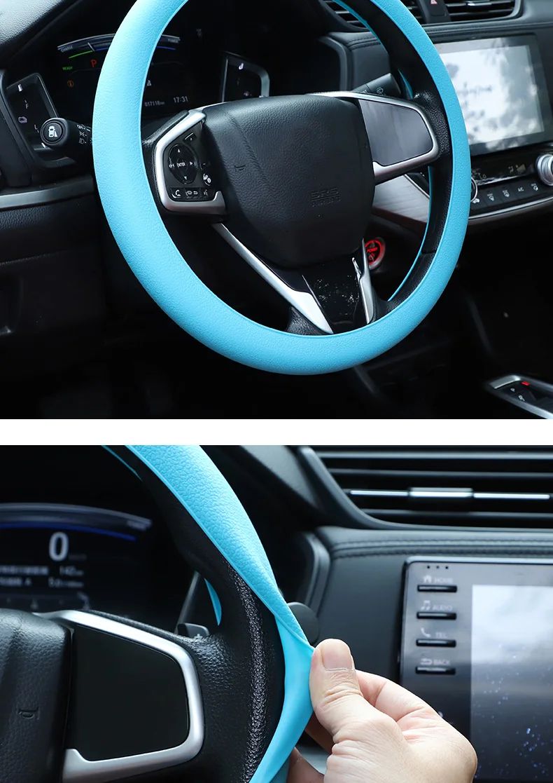 Universal Steering Wheel Cover Car Steering Wheel Handle Cover Anti-skid Wear-resistant All-season Silicone Steering Wheel