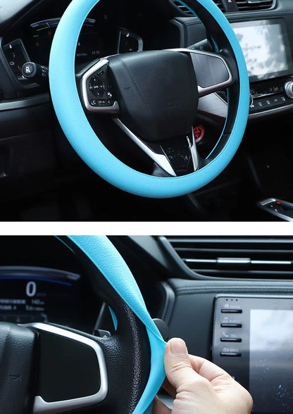Universal Steering Wheel Cover Car Steering Wheel Handle Cover Anti-skid Wear-resistant All-season Silicone Steering Wheel