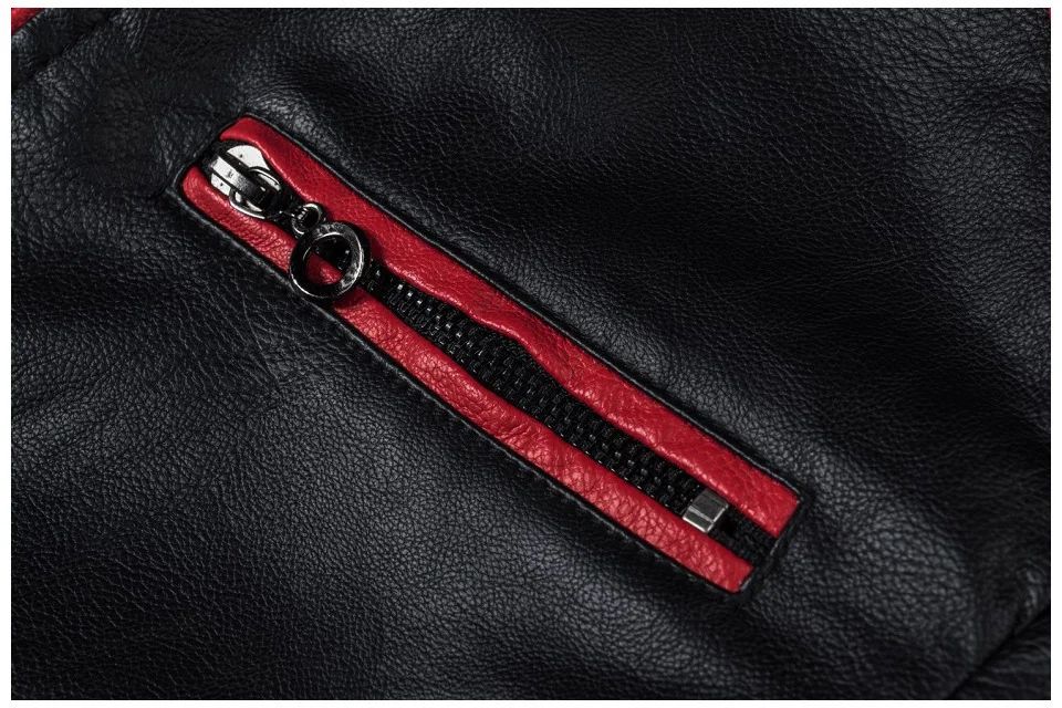 Casual Biker Patchwork Leather Jacket Men's Fashion Stand Collar Vintage Warmth PU Leather Coat Autumn Winter Streetwear