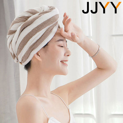 JJYY Towel Bathroom Absorbent Women Adult Quick-Drying Bath Thicker Shower Long Curly Hair Cap Dry Head Hair Towel Microfiber