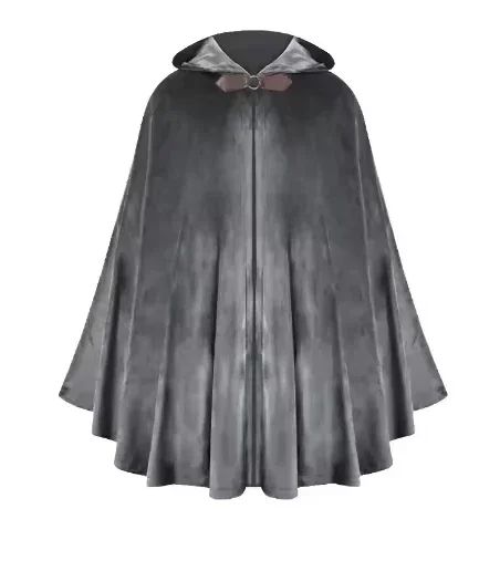 Cloak with Hood Men?Medieval Costume Men Round Metal Buckle Cloak with Green Leaf Brooch Necklace for Halloween