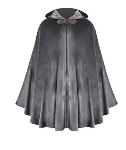 Cloak with Hood Men?Medieval Costume Men Round Metal Buckle Cloak with Green Leaf Brooch Necklace for Halloween