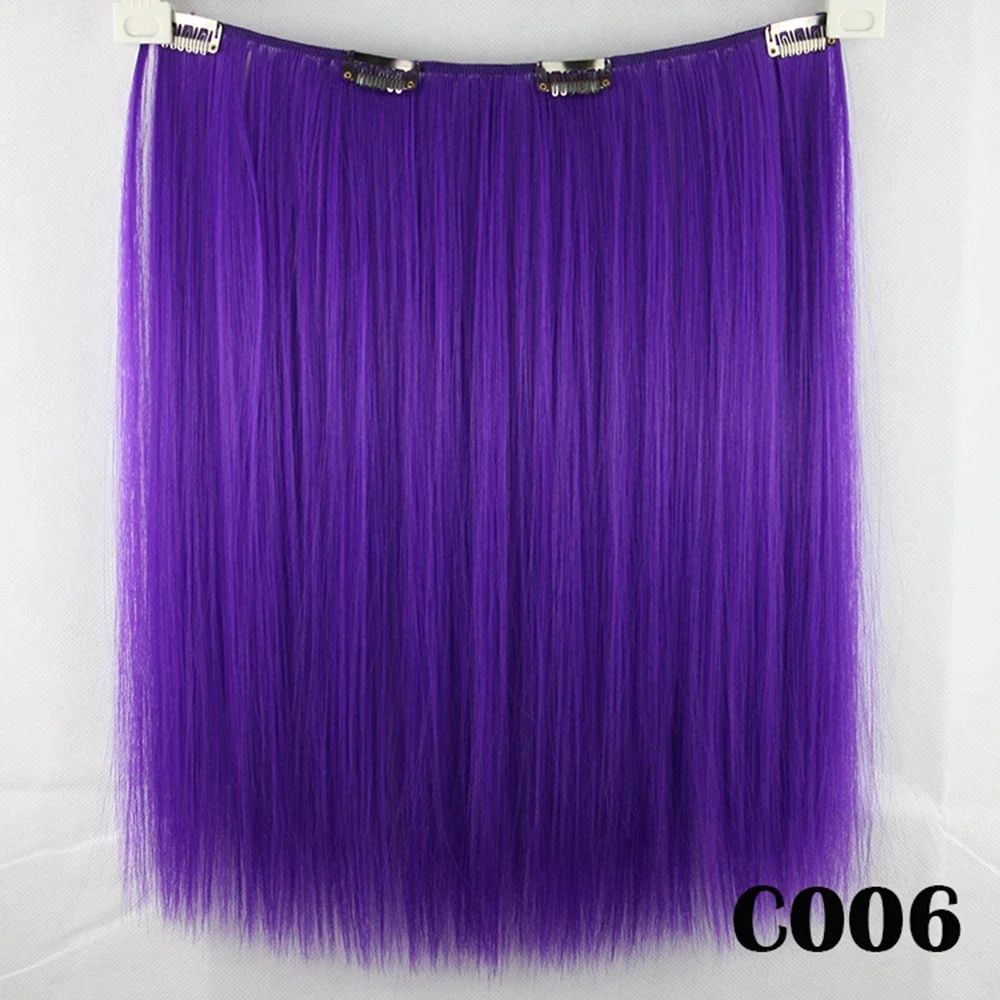 9 Cores Cabelo Sintético Liso Clip de Extensão de Cabelo Vermelho Rosa Branco Peruca de Cosplay Cabelo Arco-Íris Natural