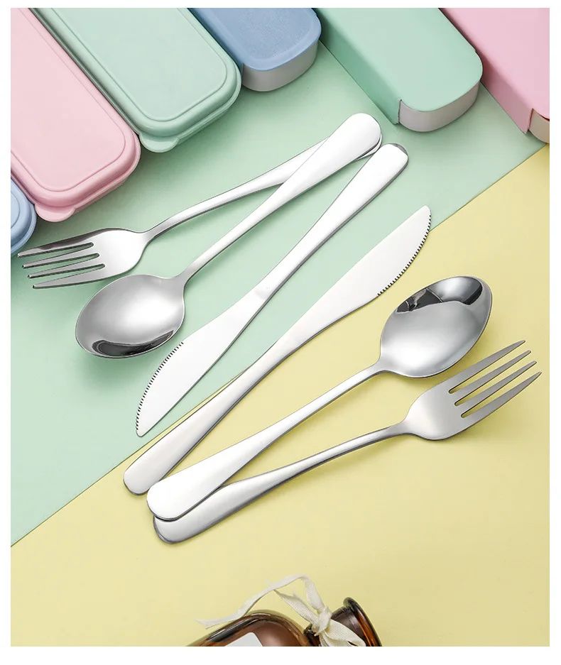 Portable Stainless Steel Cutlery Suit with Storage Box Chopstick Fork Spoon Knife Travel Tableware Set Camping Cutlery