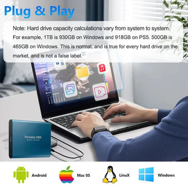 USB3.1 Hard Disk 16TB External Hard Drive 2TB 4TB Portable SSD Type-C High Speed External Solid State Drive for PC MAC Phones