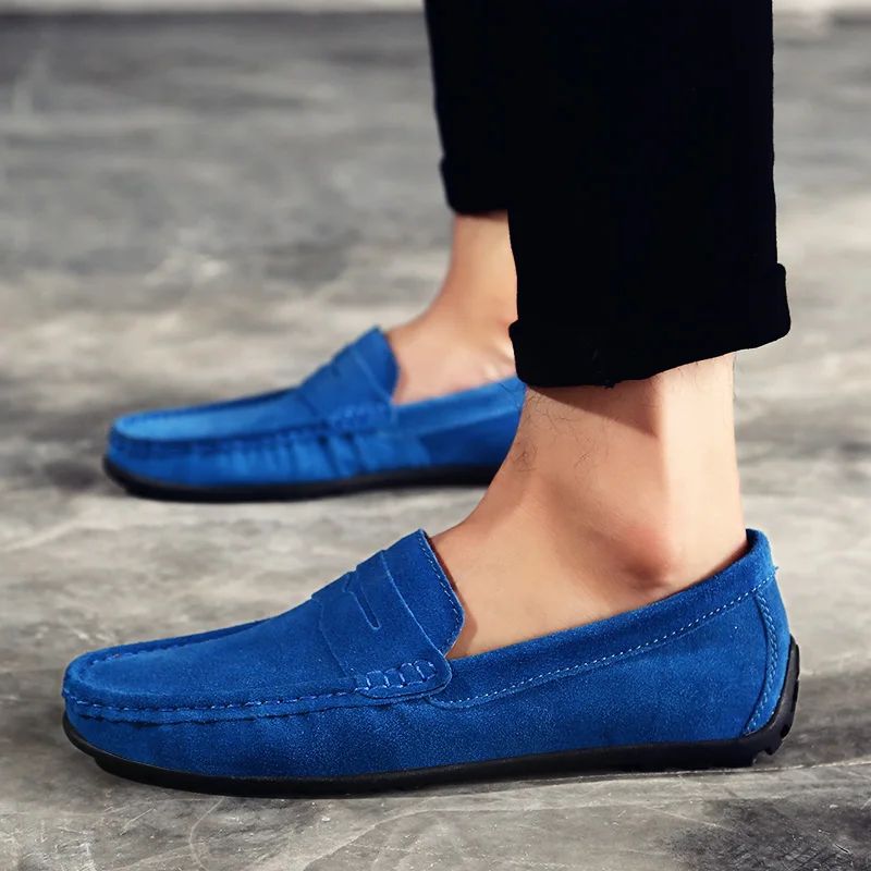 High Quality Leather Men Loafers  Slip on Mens Casual Shoes Fashion Flats Male Driving Shoes Moccasins Ten Colors Size 38-47