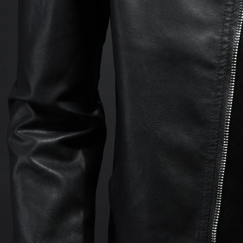 Leather Men's Jacket Spring and Autumn Casual Motorcycle Armored Jacket Black Motorcycle PU Leather Jacket Men's Clothing M-5XL