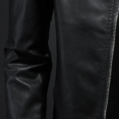 Leather Men's Jacket Spring and Autumn Casual Motorcycle Armored Jacket Black Motorcycle PU Leather Jacket Men's Clothing M-5XL