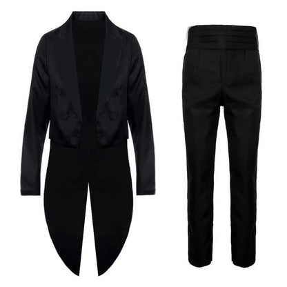 2pcs Men's Classics Tuxedo Suits Set Black Formal Tailcoat for Man Women Fashion Party Wedding Prom Clothing (Jacket+Pants)
