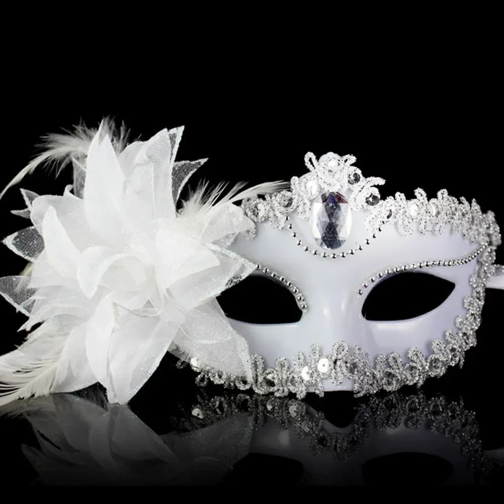 Dance Party Diamond Venetian Mask Feather Flower Wedding Carnival Performance Costume Sexy Lady Mask Masquerade Christmas 2026