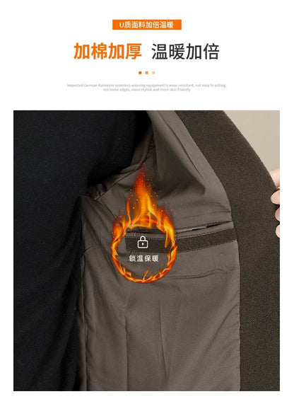 Men's Long Over-the-Knee Trench Coat Youth Black Business Casual Suit Collar Overcoat Mid-Length Trench Coat