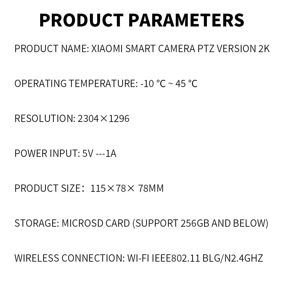 Xiaomi 360° Smart Home Security Camera Mi PTZ 2K Webcam 1296P 3 Megapixel AI Human Detection Night Vision Webcam Chinese Version