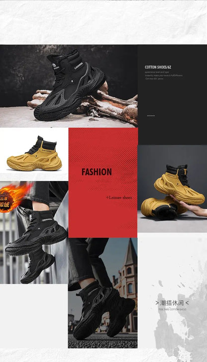 2025 Men's new breathable mesh trendy elastic band slip-on casual thick-soled sports shoes