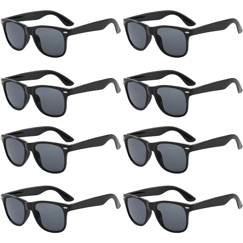 1/8pcs Neon Colors Party Sunglasses Black Studs Retro Unisex Rainbow Street Shot Gift Wedding Favors for Guests