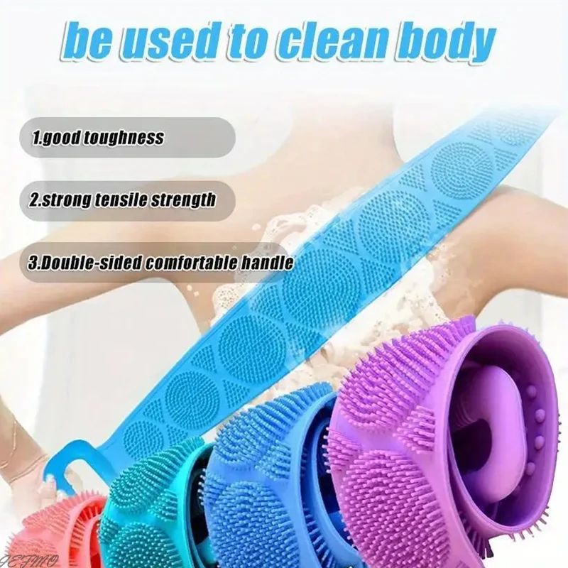 Body Silicone Brush Scrub Body Exfoliating Sponge Brush Bathroom Shower Back Brush Bath Scrub Clean Tool Stain Removal Bath Belt