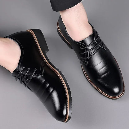 High Quality Leather Formal Men Dress Shoes Breathable Mens Casual Shoes Italian Luxury Brand Lace-Up Non-slip Men Driving Shoes